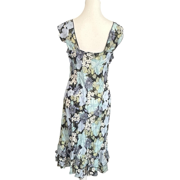 Y2K ruffle hem slip dress blue floral Twyla Blu - Picture 3 of 5